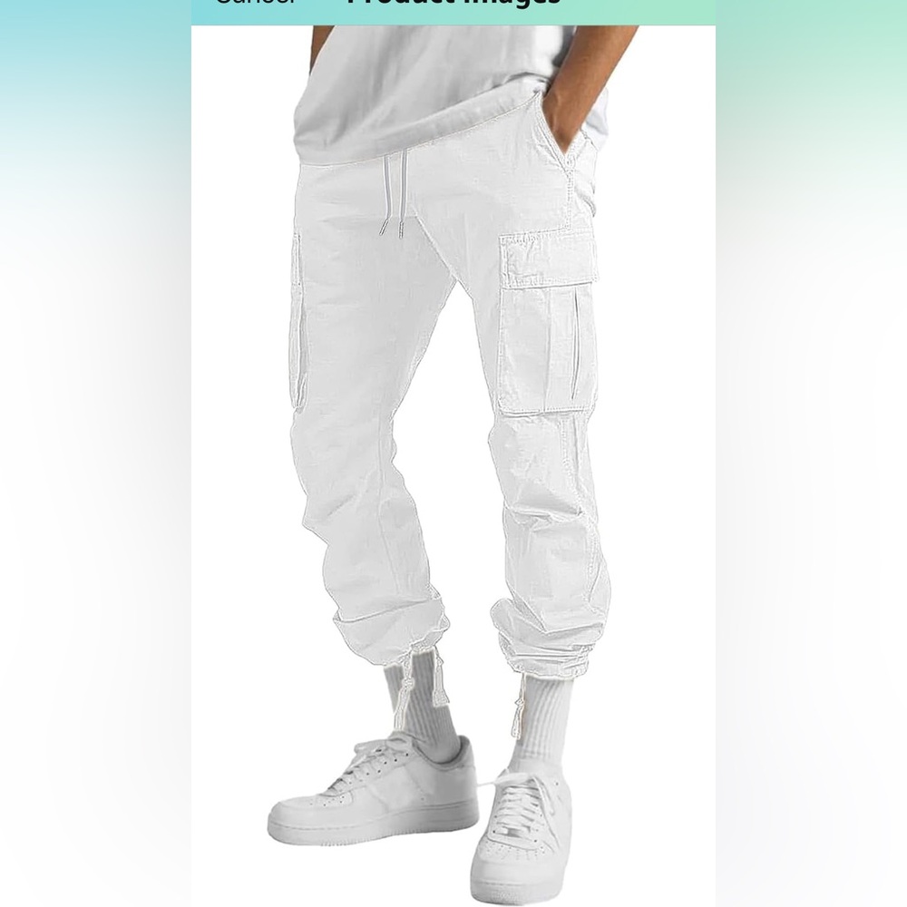 Men’s loose cargo pant white Sz 34